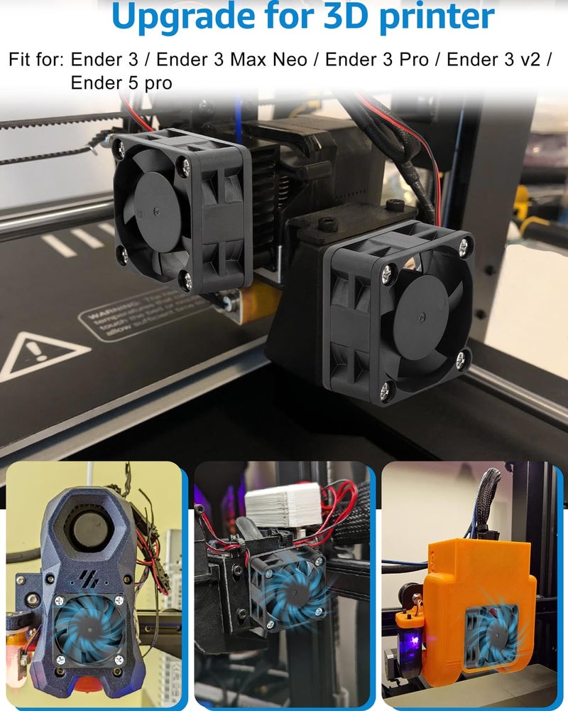 GDSTIME 40mm Brushless Cooling Fan, 40mm x 40mm x 20mm 24V DC Fan 2Pin 6000RPM for 3D Printer 2-Pack - Image 2